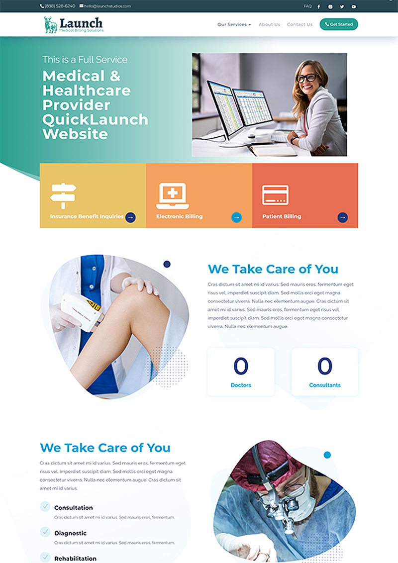 QuickLaunch Websites - Medical Theme